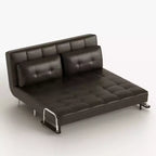 Divano Letto Convertibile Moderno di Metà Secolo in Ecopelle Cognac da 180 cm con Schiuma ad Alta Densità e Gambe di Supporto Nascoste Gaoyangjiaju