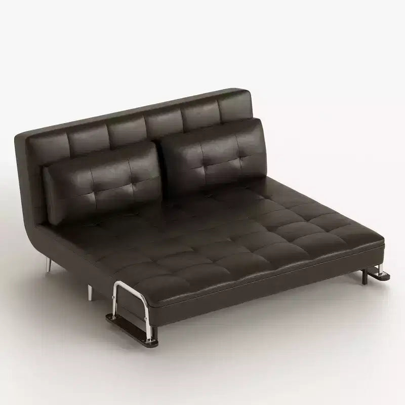 Divano Letto Convertibile Moderno di Metà Secolo in Ecopelle Cognac da 180 cm con Schiuma ad Alta Densità e Gambe di Supporto Nascoste Gaoyangjiaju