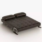 Divano Letto Convertibile Moderno di Metà Secolo in Ecopelle Cognac da 180 cm con Schiuma ad Alta Densità e Gambe di Supporto Nascoste Gaoyangjiaju