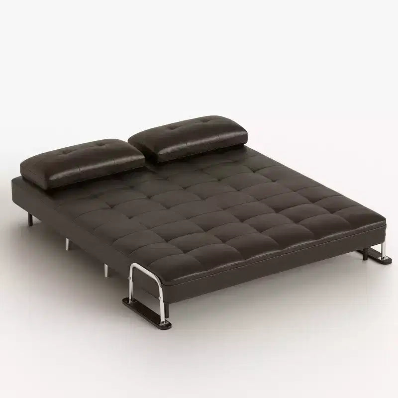 Divano Letto Convertibile Moderno di Metà Secolo in Ecopelle Cognac da 180 cm con Schiuma ad Alta Densità e Gambe di Supporto Nascoste Gaoyangjiaju
