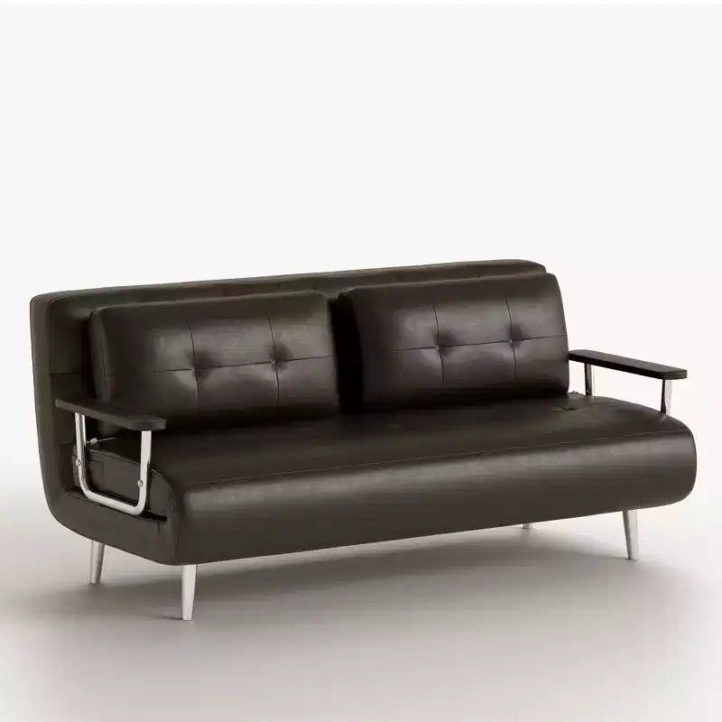 Divano Letto Convertibile Moderno di Metà Secolo in Ecopelle Cognac da 180 cm con Schiuma ad Alta Densità e Gambe di Supporto Nascoste Gaoyangjiaju