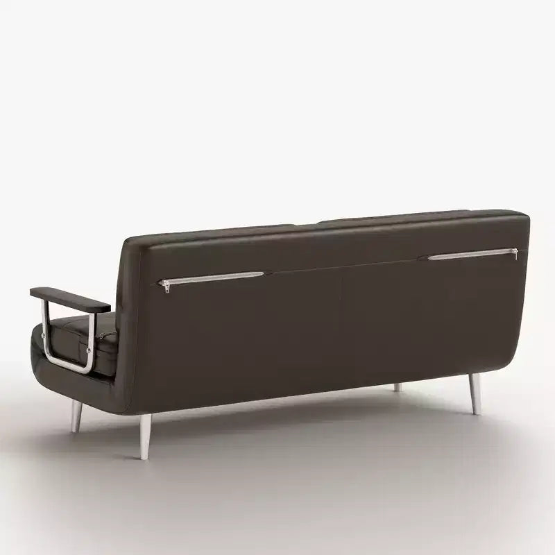 Divano Letto Convertibile Moderno di Metà Secolo in Ecopelle Cognac da 180 cm con Schiuma ad Alta Densità e Gambe di Supporto Nascoste Gaoyangjiaju