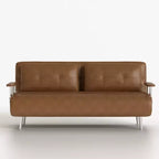 Divano Letto Convertibile Moderno di Metà Secolo in Ecopelle Cognac da 180 cm con Schiuma ad Alta Densità e Gambe di Supporto Nascoste Gaoyangjiaju