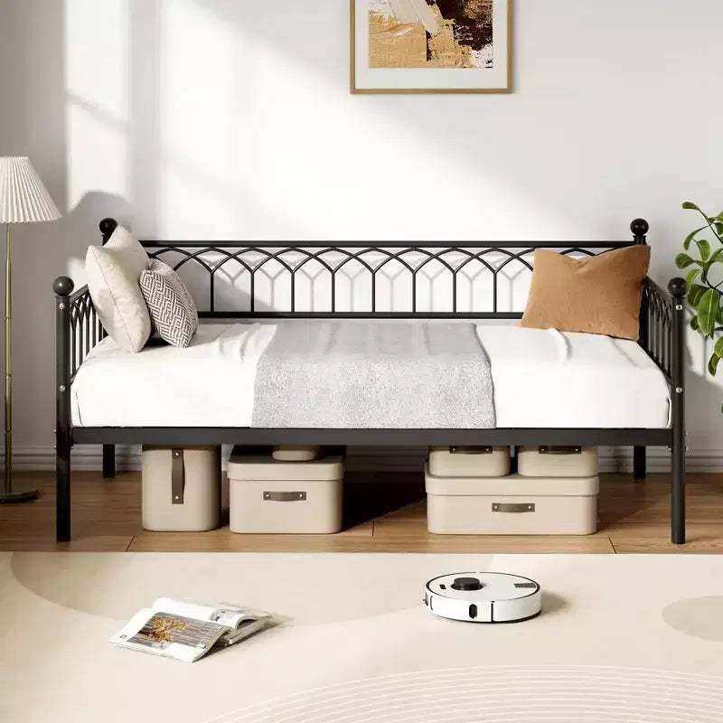 Divano Letto Singolo, Struttura Divano Letto con Doghe in Acciaio, Telaio Letto in Metallo Resistente, Salvaspazio, Facile da Montare, per Piccoli Spazi