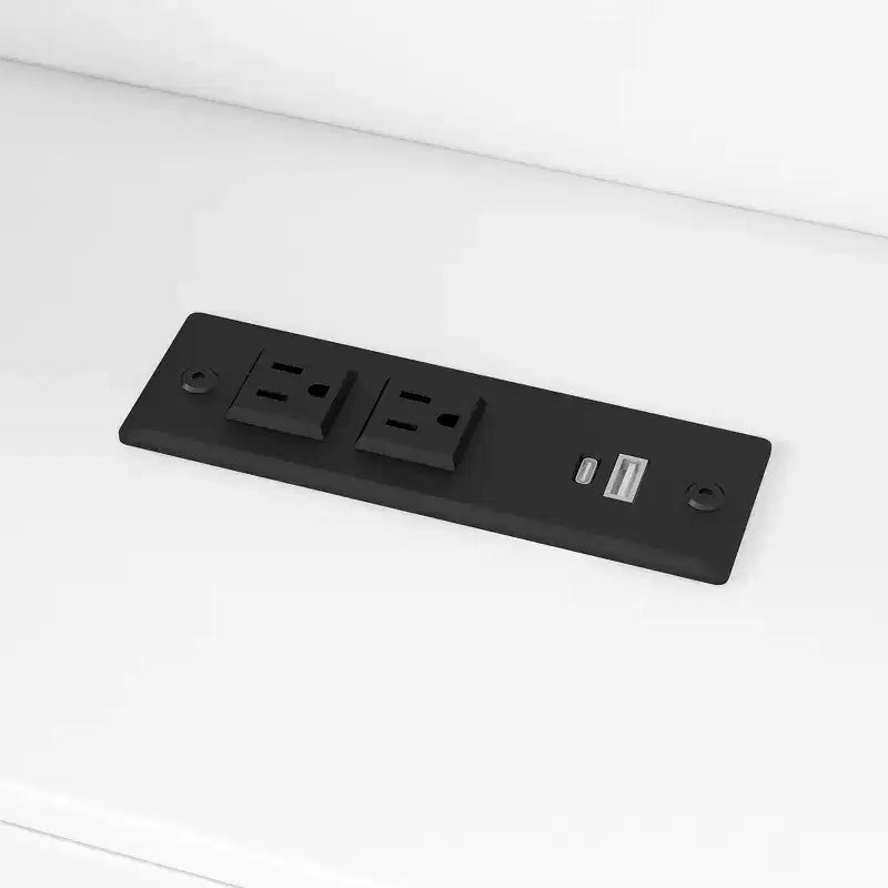 GDFStudio Brewer Letto a piattaforma in legno con ripiani portaoggetti, letto estraibile, stazione di ricarica e LED
