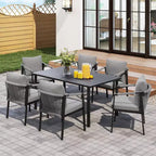 HAPPATIO Set da pranzo per patio, set da pranzo da esterno in corda intrecciata e rattan, sedie in corda di vimini intrecciato con cuscini per giardino