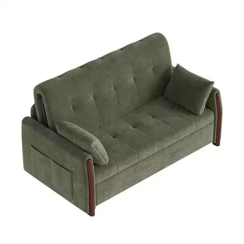 Divano Letto Convertibile In Tessuto Con Contenitore Luck Live 62.9, Divano Letto Con Rivestimento In Legno Massello Per Soggiorni E Appartamenti Di Piccole Dimensioni