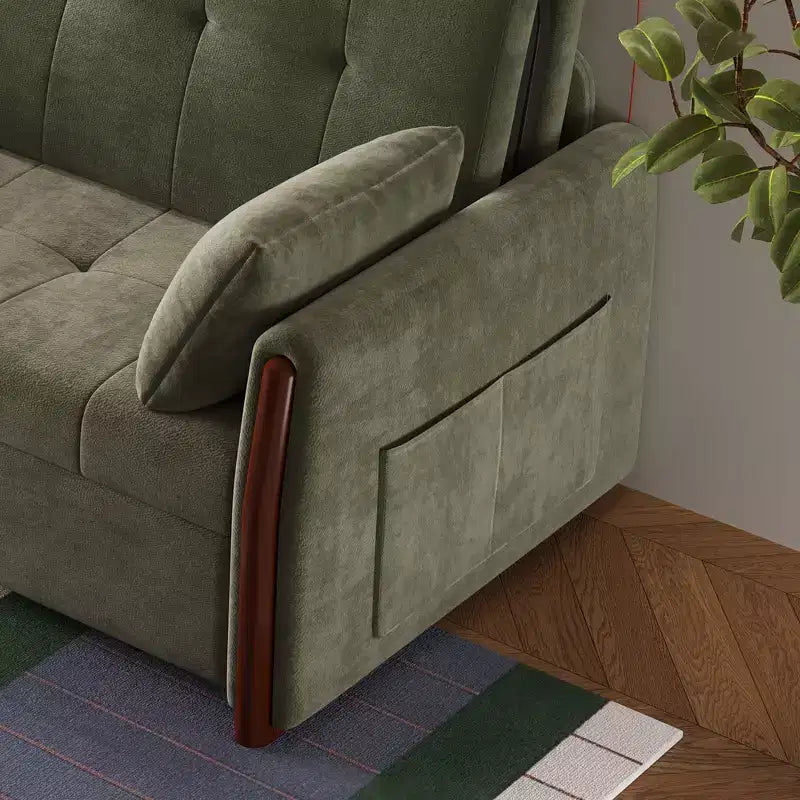 Divano Letto Convertibile In Tessuto Con Contenitore Luck Live 62.9, Divano Letto Con Rivestimento In Legno Massello Per Soggiorni E Appartamenti Di Piccole Dimensioni