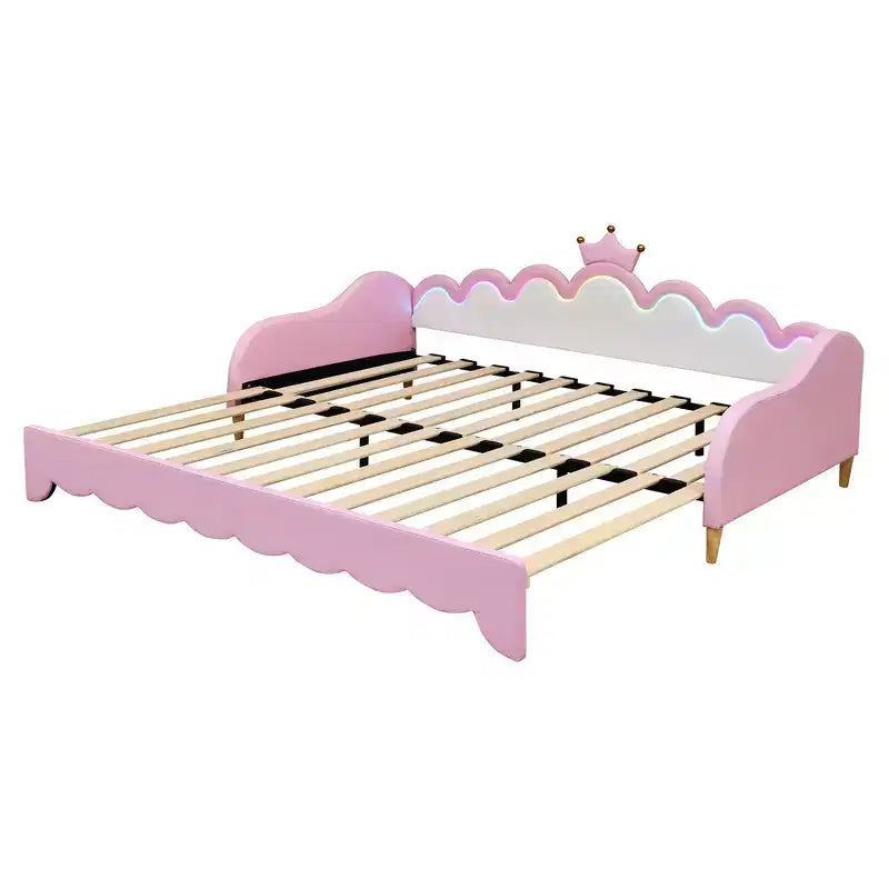 Divano Letto Estensibile Whisen Twin, Divano Letto Moderno Imbottito da Principessa con Testiera a Corona