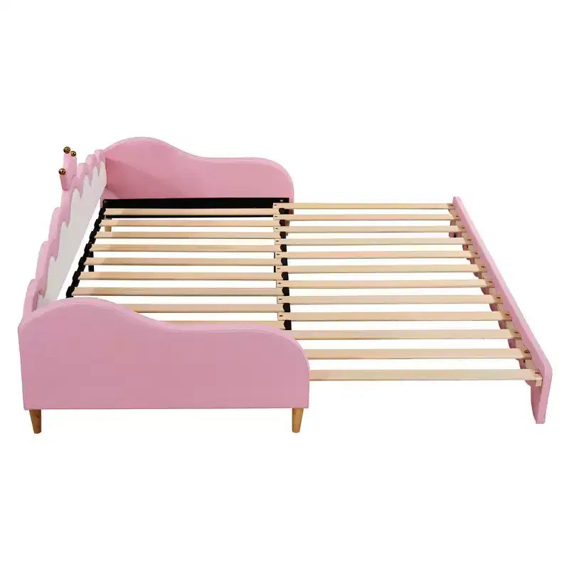 Divano Letto Estensibile Whisen Twin, Divano Letto Moderno Imbottito da Principessa con Testiera a Corona