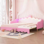 Divano Letto Estensibile Whisen Twin, Divano Letto Moderno Imbottito da Principessa con Testiera a Corona