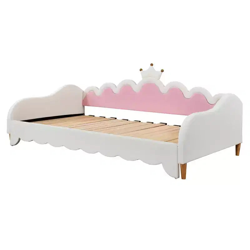 Divano Letto Estensibile Whisen Twin, Divano Letto Moderno Imbottito da Principessa con Testiera a Corona
