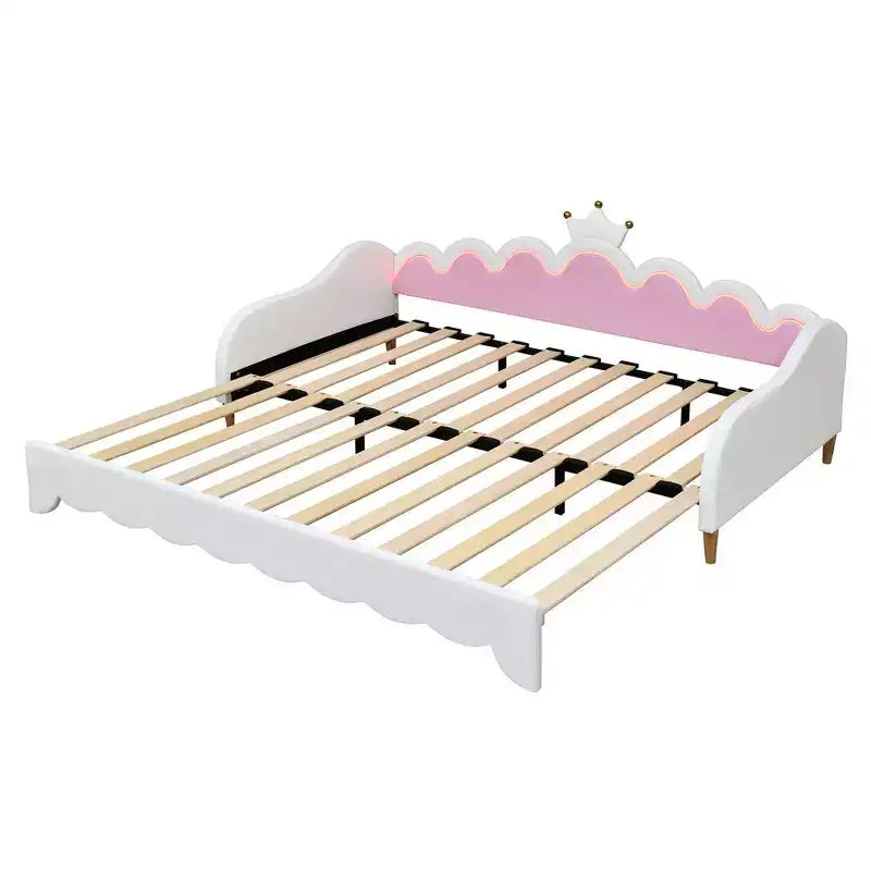 Divano Letto Estensibile Whisen Twin, Divano Letto Moderno Imbottito da Principessa con Testiera a Corona