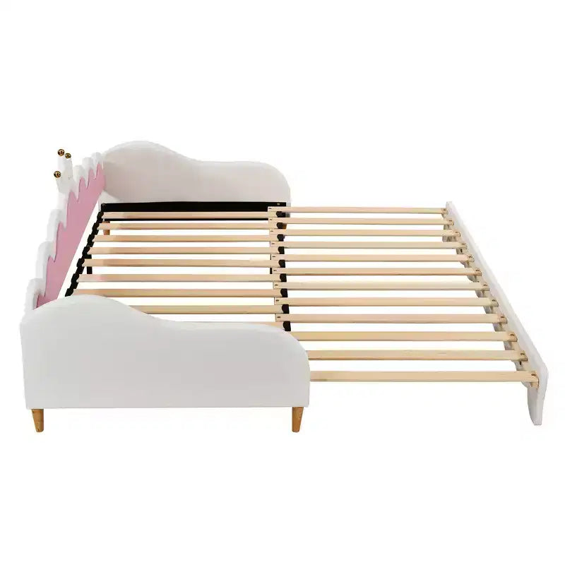 Divano Letto Estensibile Whisen Twin, Divano Letto Moderno Imbottito da Principessa con Testiera a Corona