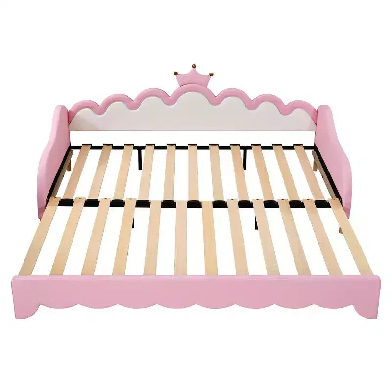 Divano Letto Estensibile Whisen Twin, Divano Letto Moderno Imbottito da Principessa con Testiera a Corona