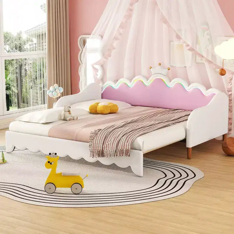 Divano Letto Estensibile Whisen Twin, Divano Letto Moderno Imbottito da Principessa con Testiera a Corona