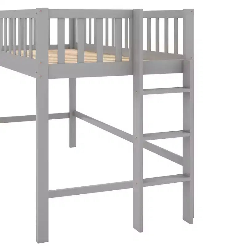 Bellemave Letto a Giorno in Legno con Ripiani, 2 Cassetti e Scrivania Integrata, Letto Multifunzione Salvaspazio Matrimoniale/Singolo, Naturale o Bianco Antico