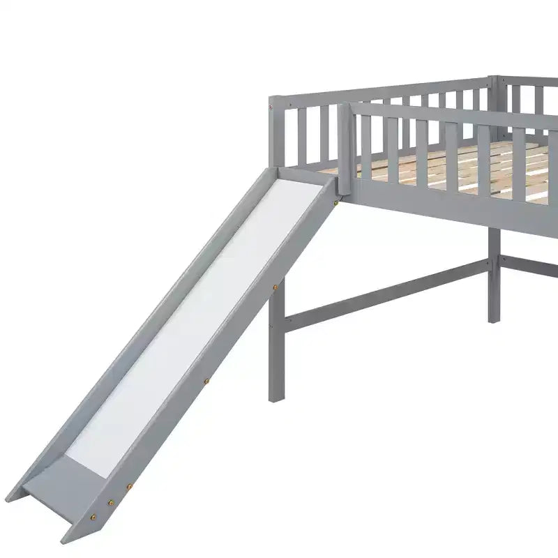 Bellemave Letto a Giorno in Legno con Ripiani, 2 Cassetti e Scrivania Integrata, Letto Multifunzione Salvaspazio Matrimoniale/Singolo, Naturale o Bianco Antico