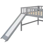 Bellemave Letto a Giorno in Legno con Ripiani, 2 Cassetti e Scrivania Integrata, Letto Multifunzione Salvaspazio Matrimoniale/Singolo, Naturale o Bianco Antico