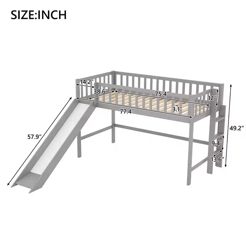 Bellemave Letto a Giorno in Legno con Ripiani, 2 Cassetti e Scrivania Integrata, Letto Multifunzione Salvaspazio Matrimoniale/Singolo, Naturale o Bianco Antico