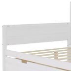 Bellemave Letto a Giorno in Legno con Ripiani, 2 Cassetti e Scrivania Integrata, Letto Multifunzione Salvaspazio Matrimoniale/Singolo, Naturale o Bianco Antico