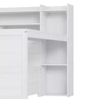 Bellemave Letto a Giorno in Legno con Ripiani, 2 Cassetti e Scrivania Integrata, Letto Multifunzione Salvaspazio Matrimoniale/Singolo, Naturale o Bianco Antico