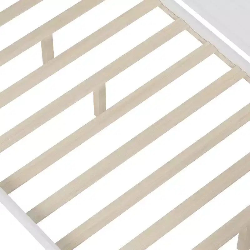 Bellemave Letto a Giorno in Legno con Ripiani, 2 Cassetti e Scrivania Integrata, Letto Multifunzione Salvaspazio Matrimoniale/Singolo, Naturale o Bianco Antico