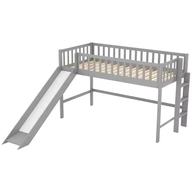 Bellemave Letto a Giorno in Legno con Ripiani, 2 Cassetti e Scrivania Integrata, Letto Multifunzione Salvaspazio Matrimoniale/Singolo, Naturale o Bianco Antico