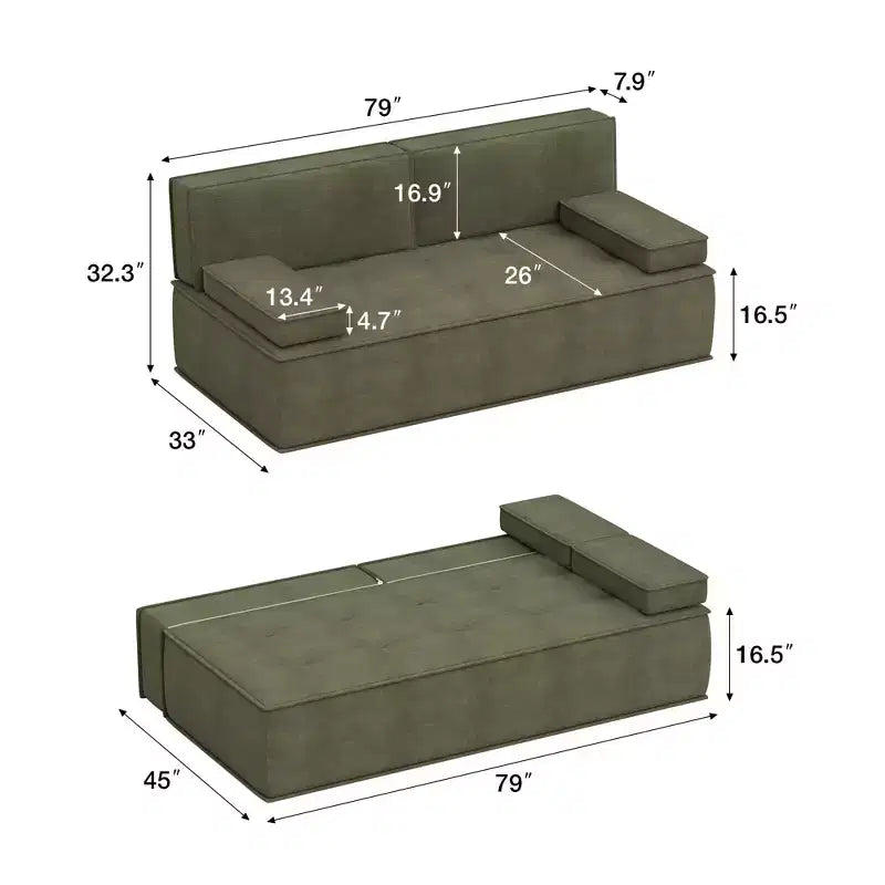 Luck Live 79 Divano Letto Moderno Multifunzionale in Tessuto, Divano Convertibile con Cuscino in Schiuma di Supporto per Appartamento e Monolocale