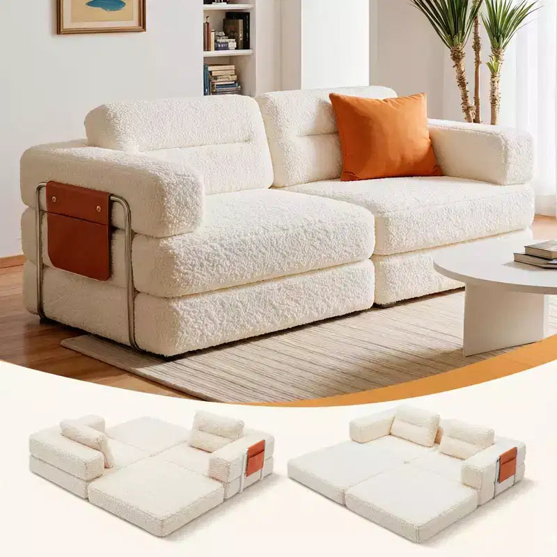 Pinmoco 81.5 Divano Letto Convertibile, Divano Letto Componibile Modulare con Cuscini Grandi e Contenitore per Salotto, Nessun Montaggio Richiesto