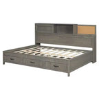 Luxystar Letto a giorno in legno full size con 3 cassetti, mensola e prese elettriche