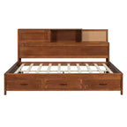 Luxystar Letto a giorno in legno full size con 3 cassetti, mensola e prese elettriche