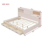 Luxystar Letto a giorno in legno full size con 3 cassetti, mensola e prese elettriche