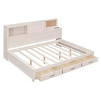 Luxystar Letto a giorno in legno full size con 3 cassetti, mensola e prese elettriche