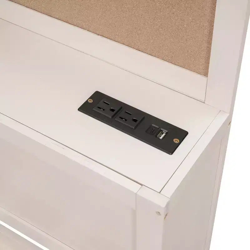 Luxystar Letto a giorno in legno full size con 3 cassetti, mensola e prese elettriche