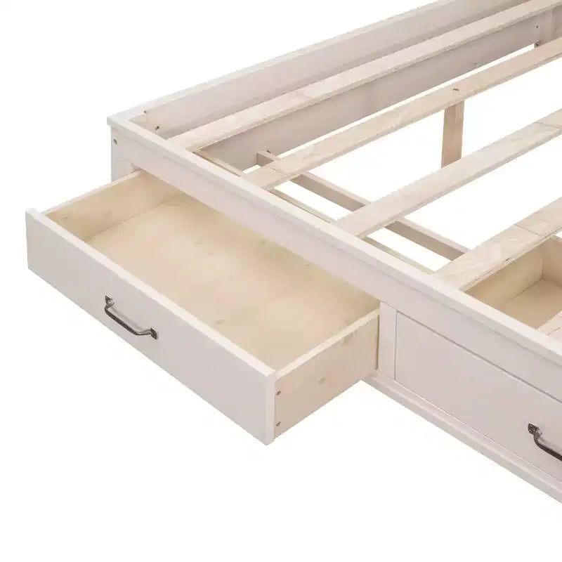 Luxystar Letto a giorno in legno full size con 3 cassetti, mensola e prese elettriche