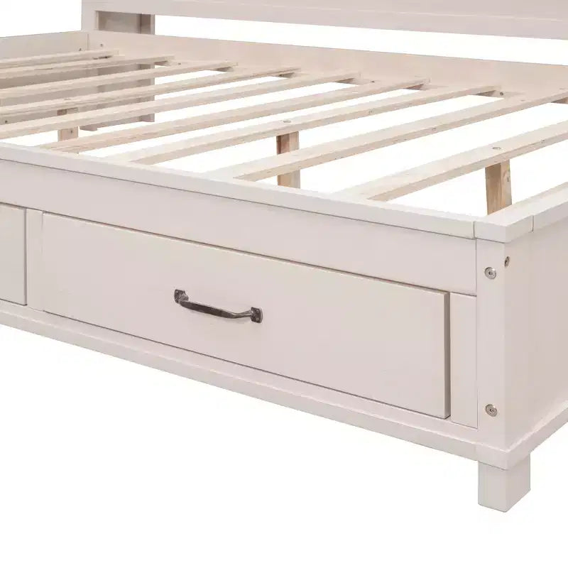 Luxystar Letto a giorno in legno full size con 3 cassetti, mensola e prese elettriche