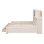 Luxystar Letto a giorno in legno full size con 3 cassetti, mensola e prese elettriche