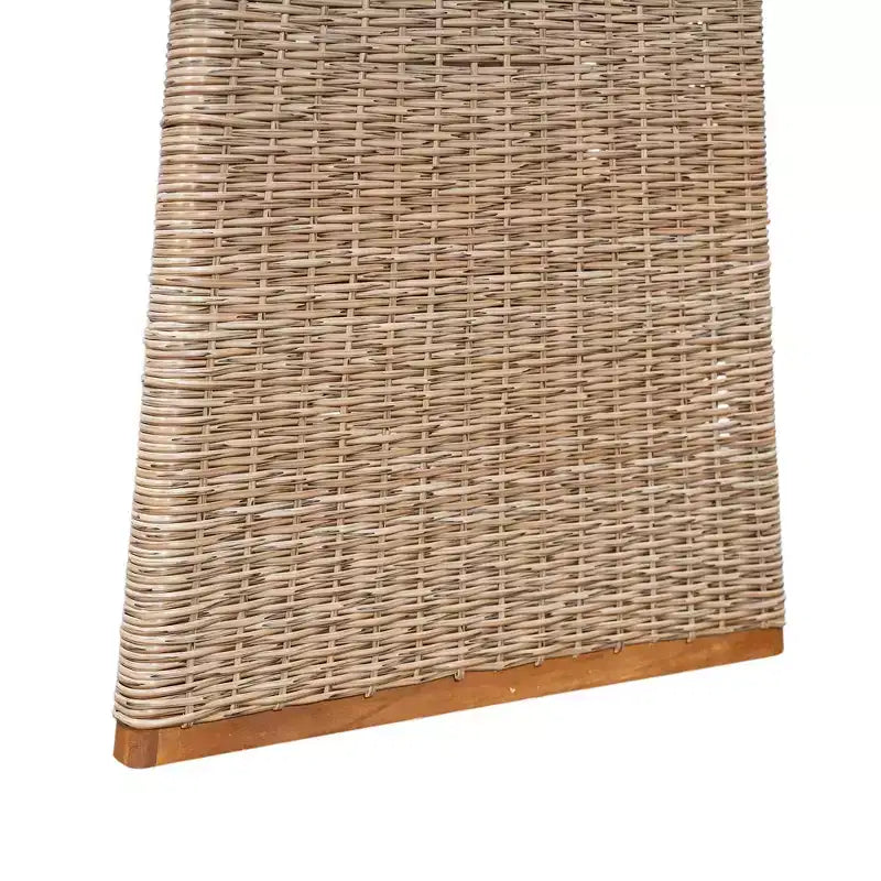 Whisen 1 Tavolo da pranzo da esterno in legno di acacia, Set tavolo da pranzo da patio con gambe in rattan intrecciato a mano, Finitura teak