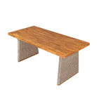 Whisen 1 Tavolo da pranzo da esterno in legno di acacia, Set tavolo da pranzo da patio con gambe in rattan intrecciato a mano, Finitura teak