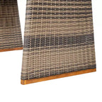 Whisen 1 Tavolo da pranzo da esterno in legno di acacia, Set tavolo da pranzo da patio con gambe in rattan intrecciato a mano, Finitura teak