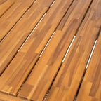 Whisen 1 Tavolo da pranzo da esterno in legno di acacia, Set tavolo da pranzo da patio con gambe in rattan intrecciato a mano, Finitura teak
