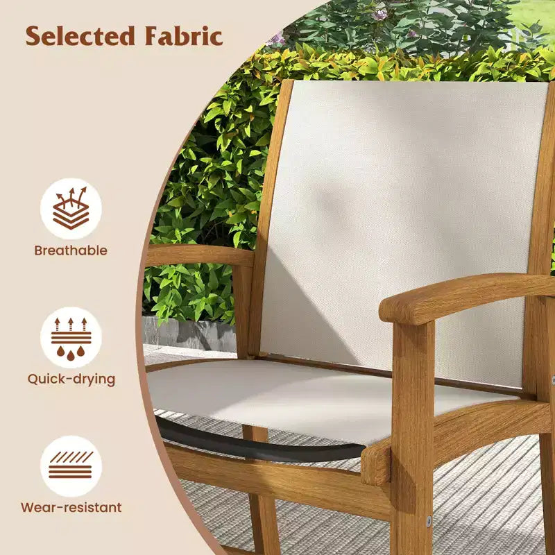 Gymax Set da Pranzo per Esterni 9 Pezzi in Legno di Acacia con Foro per Ombrellone da 5 cm per Giardino e Cortile Naturale e Grigio