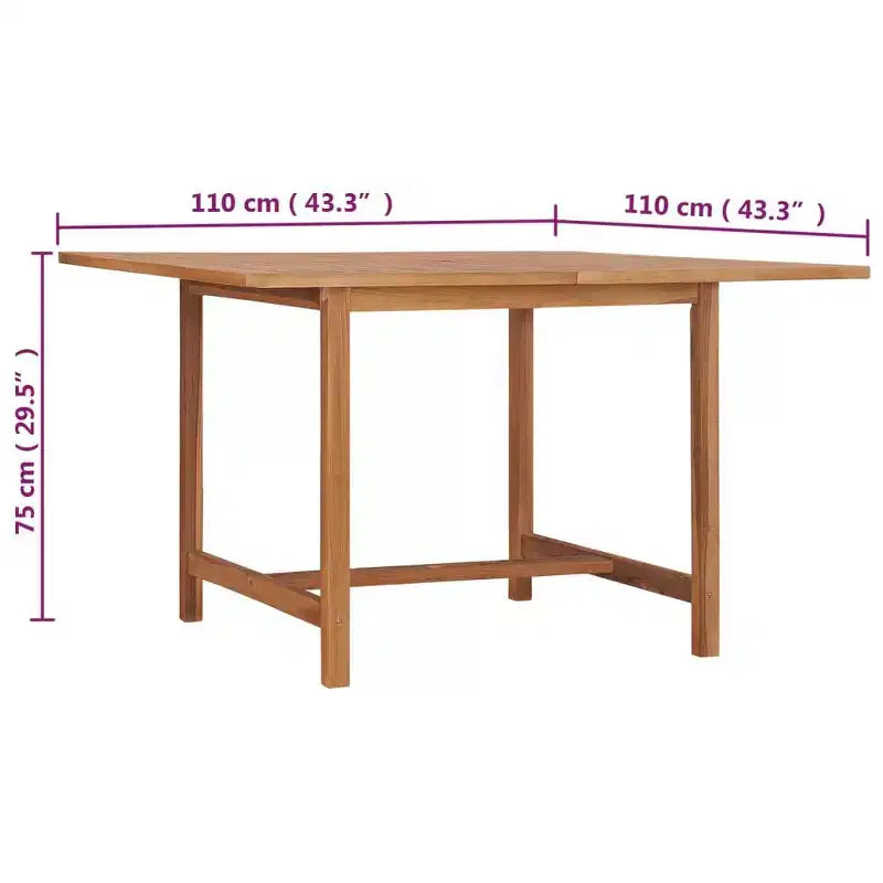 vidaXL Tavolo da Giardino Teak Legno Massello di Teak Resistente