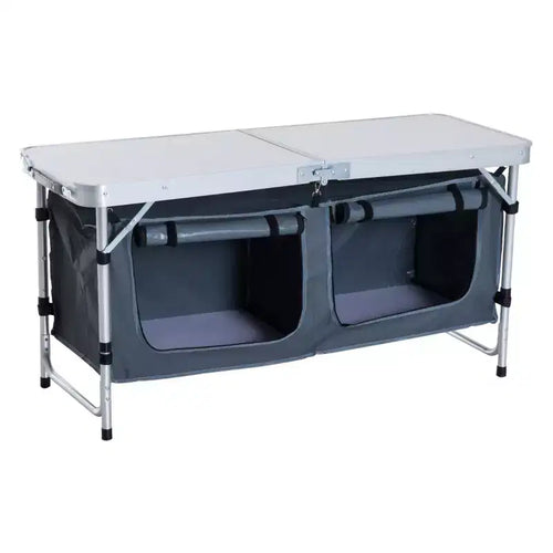 47-Inch Portable Aluminum Folding Camping Table with Storage Organizer and Carry Handle
