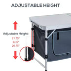 Tavolo da campeggio pieghevole portatile in alluminio da 119 cm con organizer e maniglia per il trasporto
