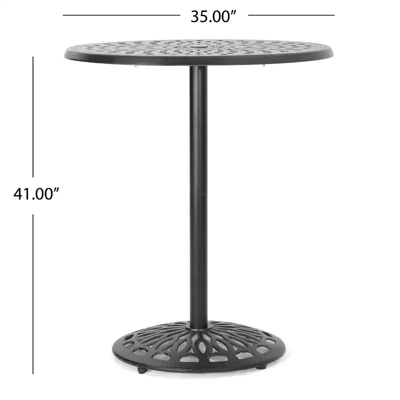Christopher Knight Home Bernard Tavolo da Bar Rotondo Moderno in Alluminio con Design a Filigrana