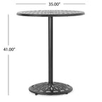 Christopher Knight Home Bernard Tavolo da Bar Rotondo Moderno in Alluminio con Design a Filigrana