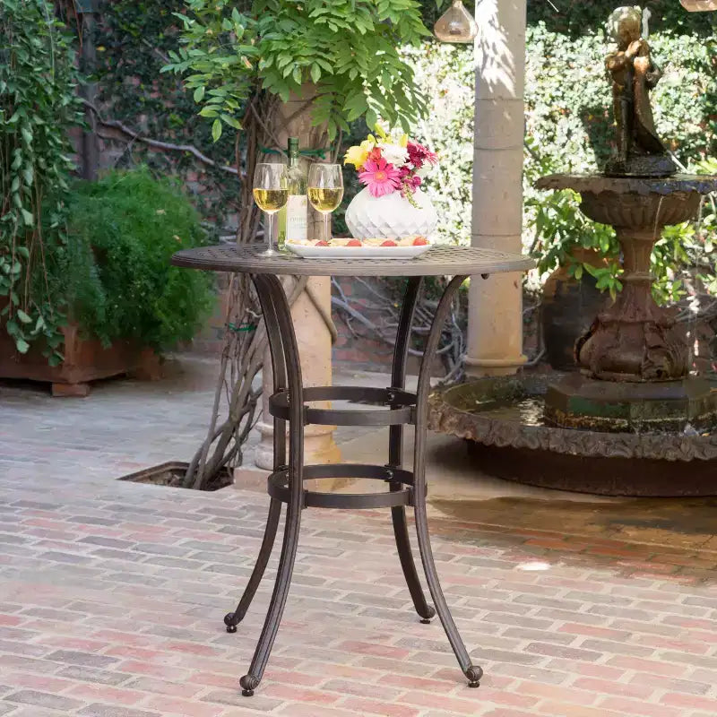 Christopher Knight Home Philippe Traditional Cast Aluminum Patio Bar Table