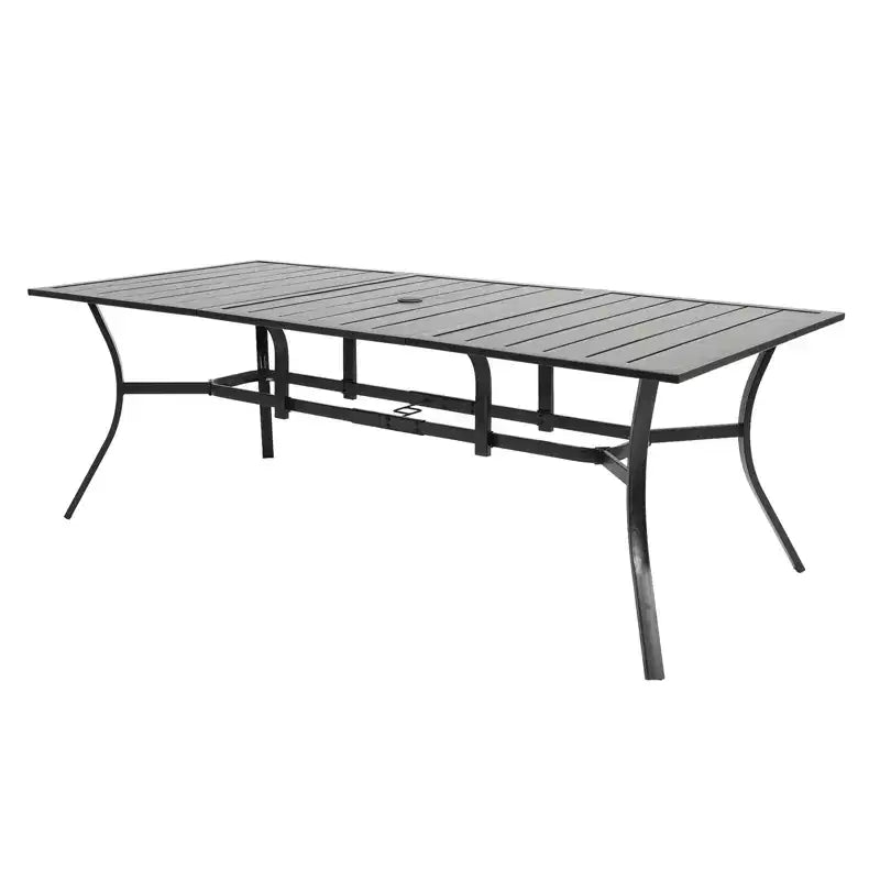 Aoodor Patio Dining Table, Metal Outdoor Patio Table with Umbrella Hole, Outdoor Dining Table for Deck, Yard, Poolside, Porch